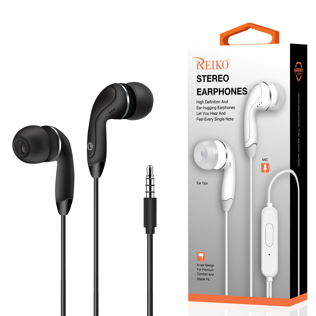 REIKO IN-EAR HEADPHONES WITH MIC IN BLACK SKU:HS1490-35MMMICBK